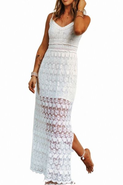 

white spaghetti straps lace lined maxi dress with slits q5ws#, Black;pink