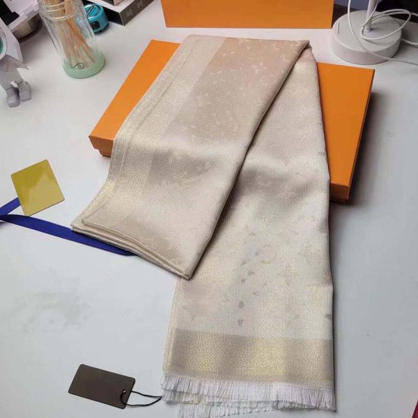 

Scarf Silks Cotton Blend Women Fashion Silken Designers Scarves Top quality color-blocking fringed edges Size 180cmX70cm with box 5N2Q