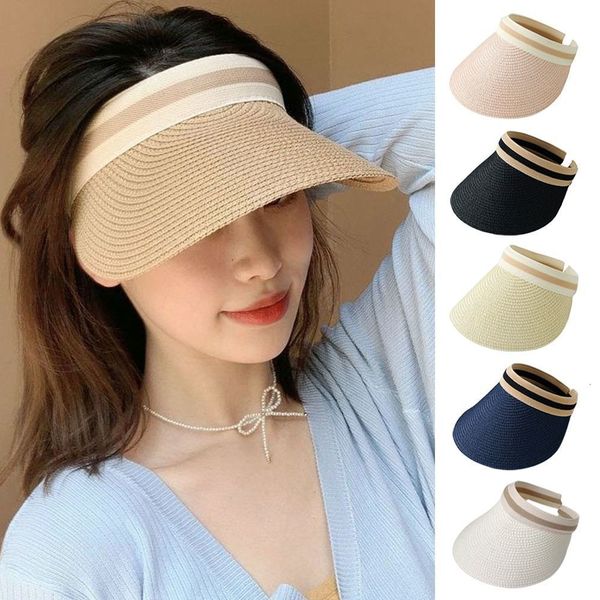 

wide brim hats bucket summer empty woman sun female outdoor visor caps hand made straw cap casual shade fishing vacation beach 230517, Blue;gray