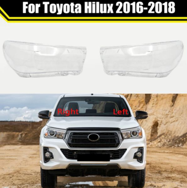 

car front glass lens headlamp transparent lampshade lamp shell lights housing for toyota hilux 2016-2018 headlight cover
