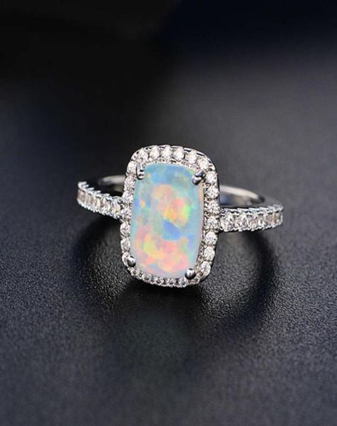 

hbp fashion 2021 new multi color opal ring with zircon inlay8285952, Silver