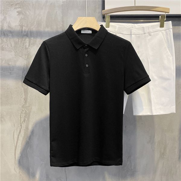 

men's polos 2023 cotton polo shirt casual solid button down color short sleeve tshirt for men slim breathable m3xl clothing lu 230517, White;black