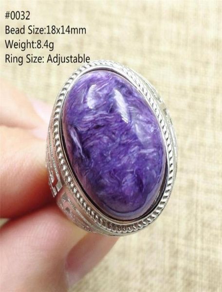 

cluster rings natural purple charoite adjustable ring woman men big bead oval beads gemstone 925 sterling silver jewelry14758717, Golden;silver