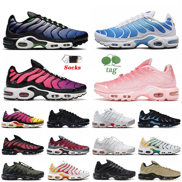 

2023 tn plus utility berlin running shoes terrascape tns unity bred reflective sky blue atlanta pink olive black tn plus spray paint sneaker, White;red