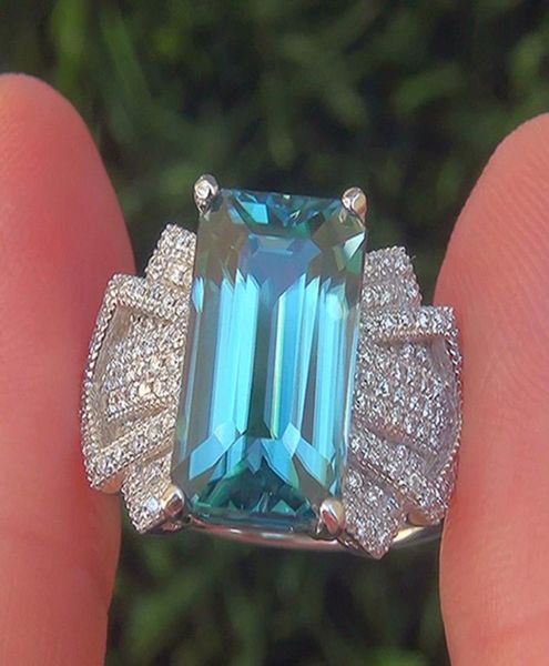 

wholenew european and american fashion personality simple temperament sea blue zircon copper ring6462332, Golden;silver