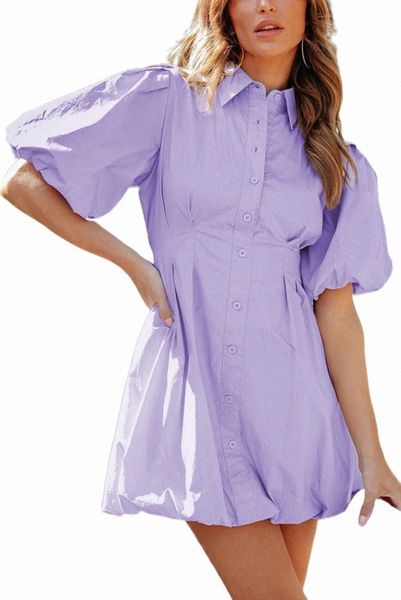 

purple puff sleeve bubble hem mini dress 2023 new a11u#, Black;pink