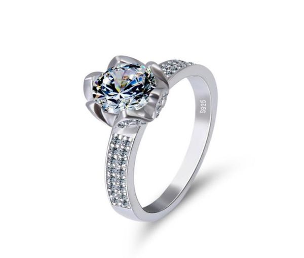 

classic 6prong simulated diamond engagement ring with side stones promise bridal ring for women sterling silver available in size8353534, Golden;silver