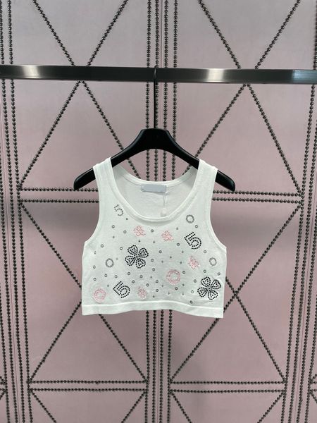 

women's tanks & camis designer fashion flower sequin embroidery knit tank casual o-neck sleevless summer crop ladies 2023 j3k9, White