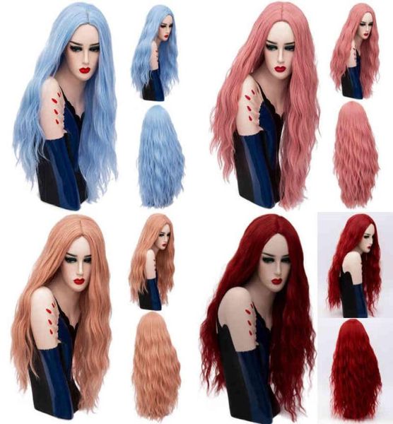

hair msi 70cm long pink wavy cosplay natural synthetic women039 s blonde 29 colors heat resistant 2203014470070, Black;brown