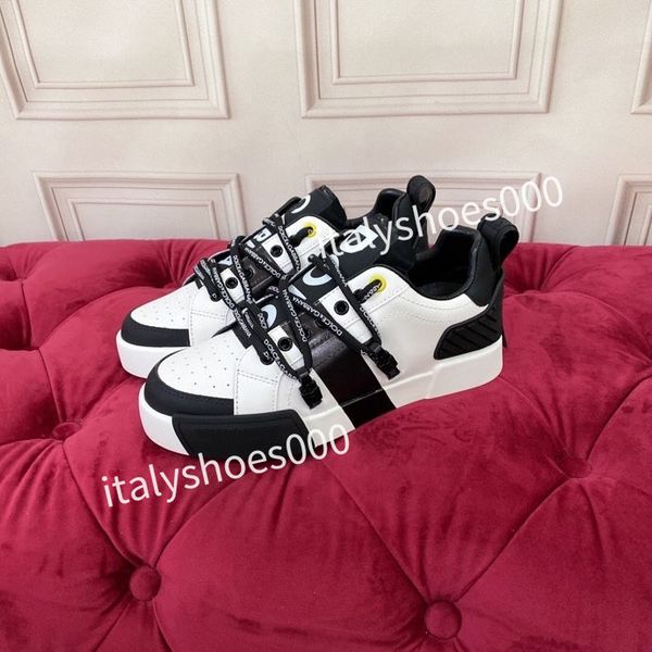

r mens sneaker leather embroidered stripes white shoe flat platform walking sports trainers2023, Black