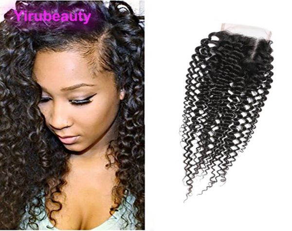 

peruvian 4x4 lace closure with baby hair kinky curly human hair closures 1024inch natural color5590783, Black;brown