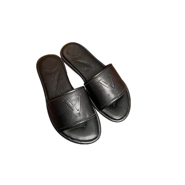 

women slippers slip on summer slippers sandals fashion buckle flat leather outsole beach cruise wedding flip flops, Black