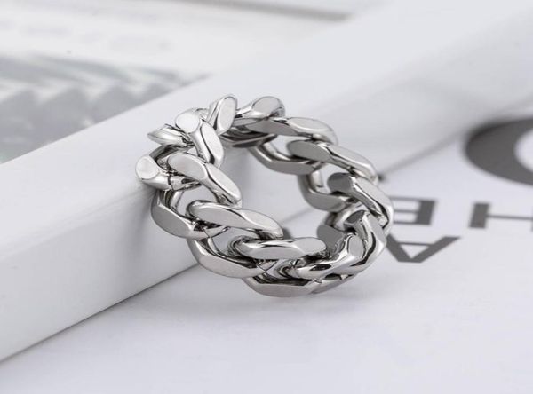 

fashion cool girl punk simple style stainless steel hiphop women chain shape rings for party finger jewelry9273152, Silver