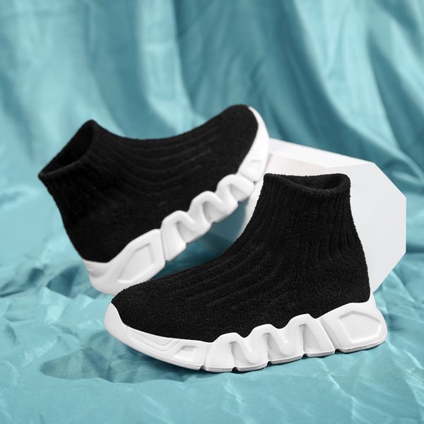 

sneakers children casual shoes girls sneaker for running boys knitted socks sport shoes soft anti-slippery boots kids high elastic 230516, Black;red