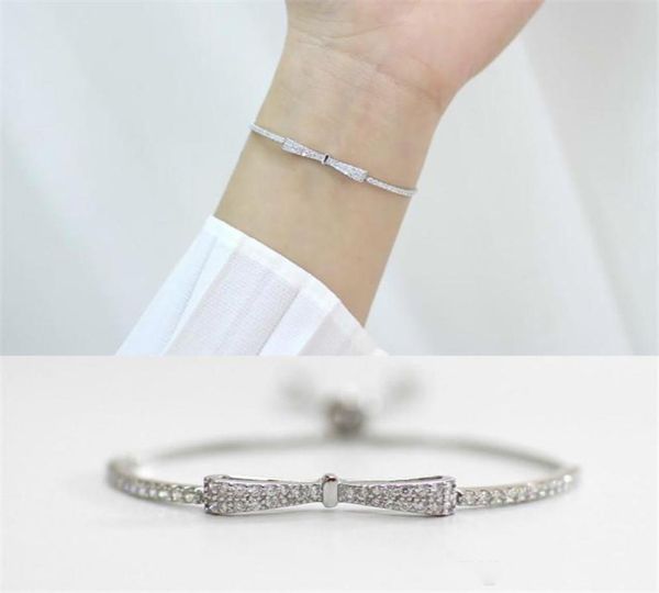 

wholenew 100 925 sterling silver bracelet box chain adjustable ball tassel zircon bowknot bracelets for women students3967033, Black