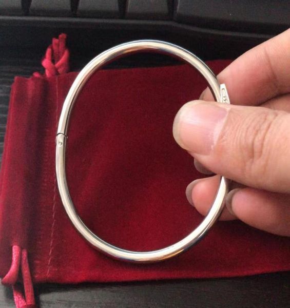 

with box gold silver steel bracelet inlay diamond screw cuff bracelets women men love jewelry gift size7637147, White