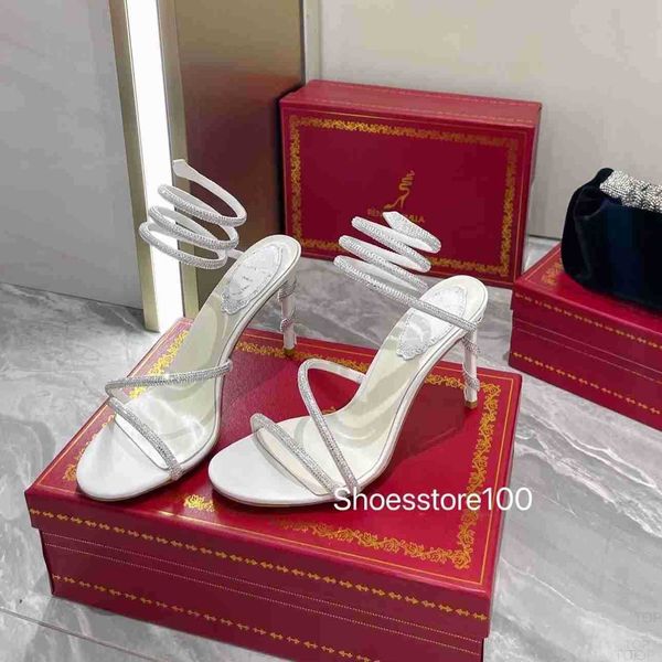 

rene caovilla designer heels sandals womens heel classic slippers 100% leather color wedding dress set travel outdoor party beach heat sanda, Black