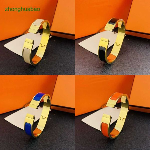 

hemres designer bracelet designer bracelet h open bangle clic enamel matal love jewelry fashion plated rose gold letter buckle ornaments col, Black