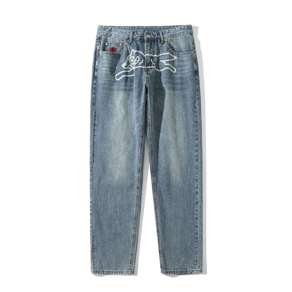 

mens jeans vintage dog y2k baggy men embroidery straight washed denim cargo pants streetwear neutral harajuku ropa hombre trousers 230516, Blue