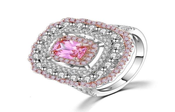 

hbp luxury 2021 winter new women039s dinner style elegant pink diamond ring set fashion 1163115, Silver