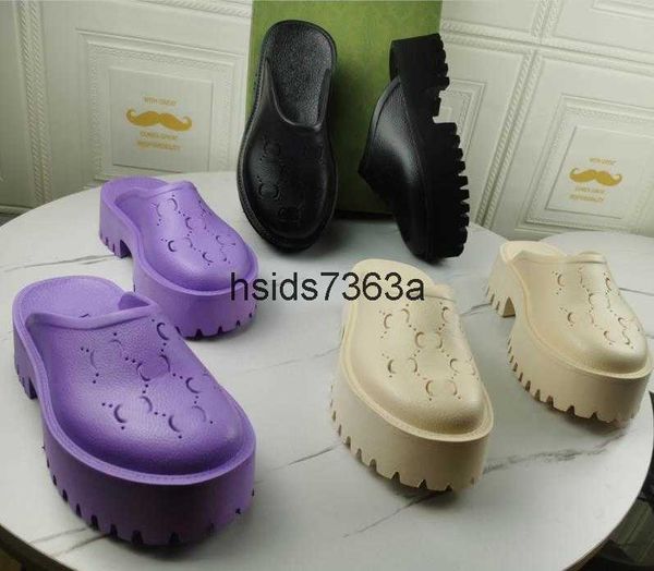 

perforated designer sandals luxury platform slide hollow pattern slippers transparent materials sandal rubber flats slipper, Black