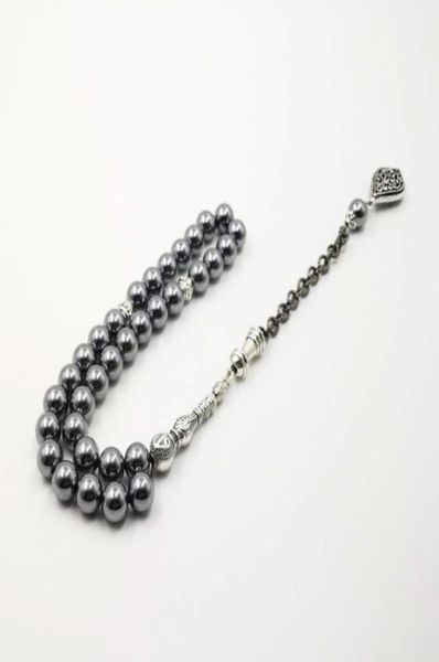 

misbaha natural terahertz stone energy muslim tasbih rosary bead islamic eid gift fashion 33 beads bracelet beaded strands6823602, Black