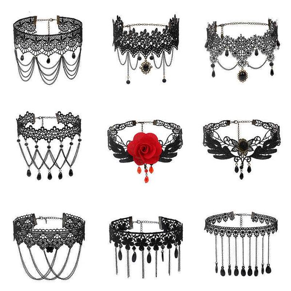 

jewelry pendant necklace gothic neck chain simple niche accessories choker multi-layer necklace national style sweater, Black