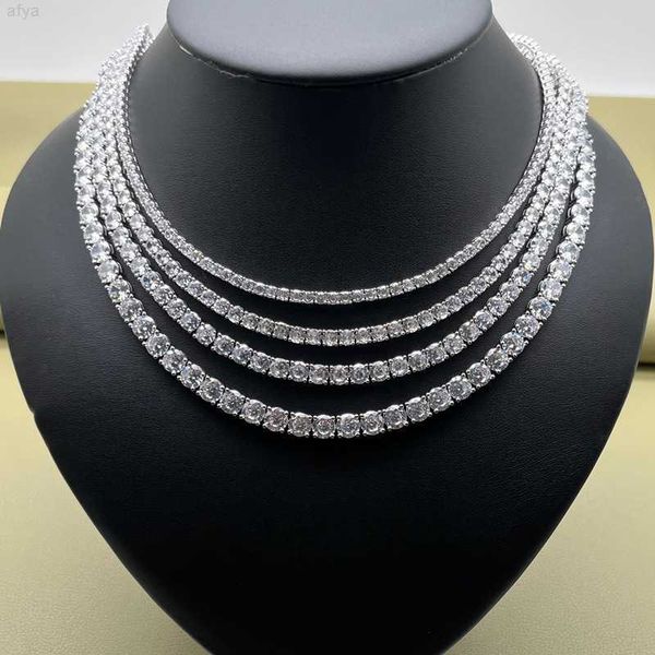 

fine 925 silver choker necklace cz diamond iced out tennis chain for men