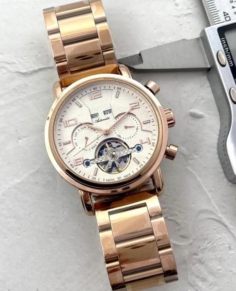

2023 fashion pp watch men watch skeleton hand-winding mechanical automatic watch classic natural leather watches gentleman business, Slivery;golden