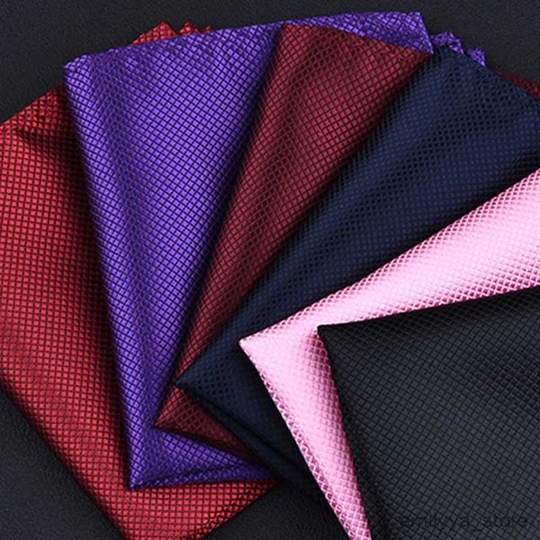 

2pcs handkerchiefs high fashion pocket square grid handkerchief men accessories polyester hanky solid color towel mouchoir black white 22cm*, Blue;white