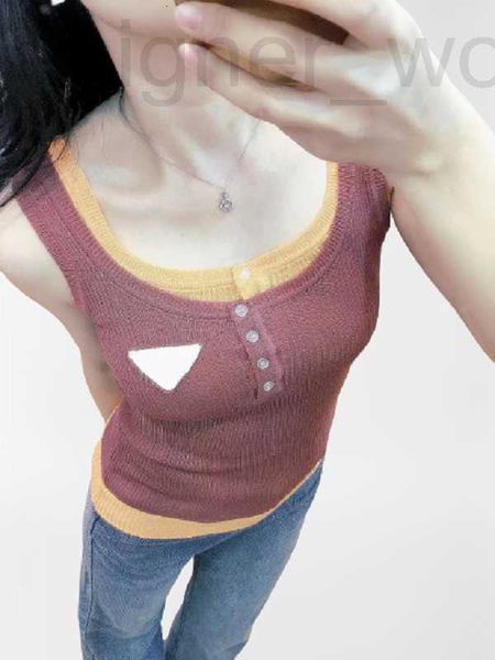 

women's knits & tees designer women tank applique knitted vest sleeveless breathable contrast color pullover sport tees outdoor singlet, White