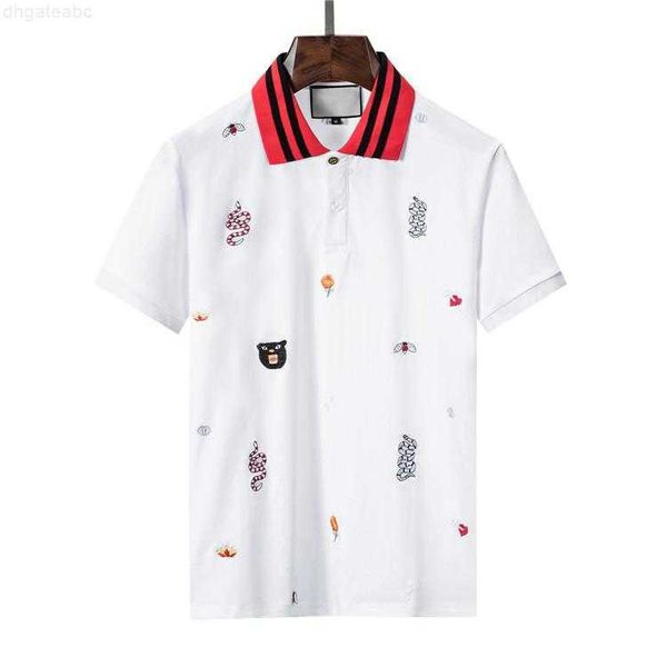 

men's polos polo shirt man fashion italy stylistmen casual slim fit golf high street embroidery snake bee breathable clothes, White;black