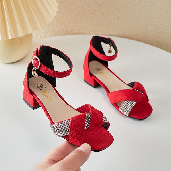 

sandals berlian imitasi musim panas sepatu anak anak gaun pernikahan anak perempuan putri mode tari hak tinggi g944 230516, Black;red