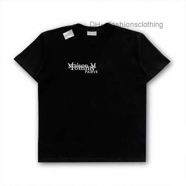 

margiela men's t-shirts the correct version of mm6 magera co branded broken hole open label embroidery letter loose fit and 1 y57d, White;black