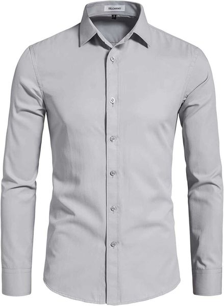 

button delcarino shirt men's long sleeve solid fit casual business dress shirt ziya, White;black