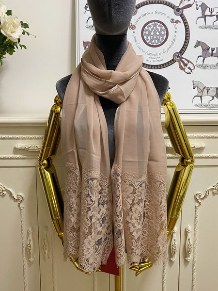 

women's scarf lace silk lace material plain patchwork thin and soft long scarves for women size 200cm - 70cm, Blue;gray