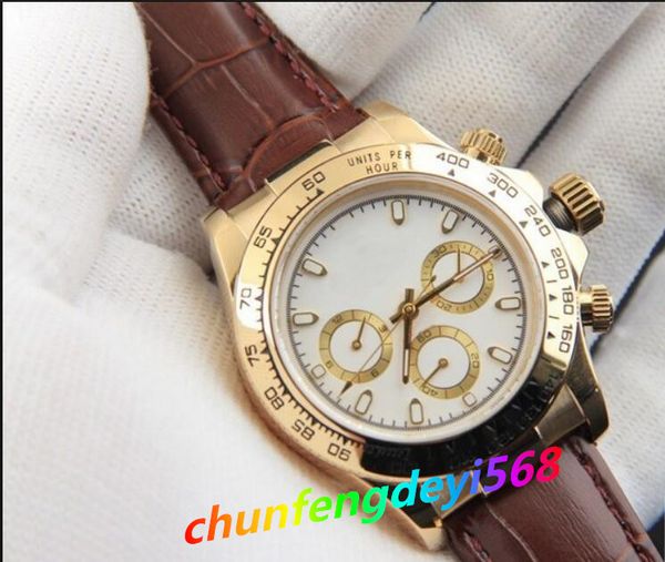 

mens watch white dial cal.7750 movement 40mm bpfactory sapphire automatic chronograph thin case watches kinetic dive men wristwatches, Slivery;brown