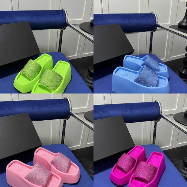 

2023 alex wang taji platform slide beach sandals diamond glitter rhinestone women girls designer slippers black pink blue summer slides aw s