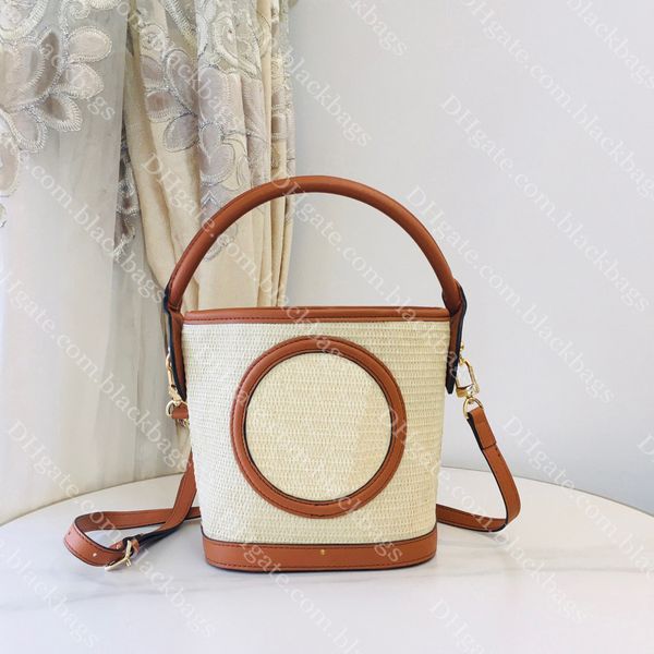 

designer cross body bag women classic letter straw woven handbag luxury lady shoulder bag travel beach bucket bags
