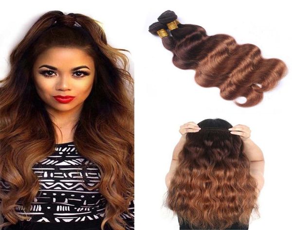 

malaysian ombre 430 body wave hair bundles 100 colored human hair weave two tone dark brown human hair extension2910736, Black