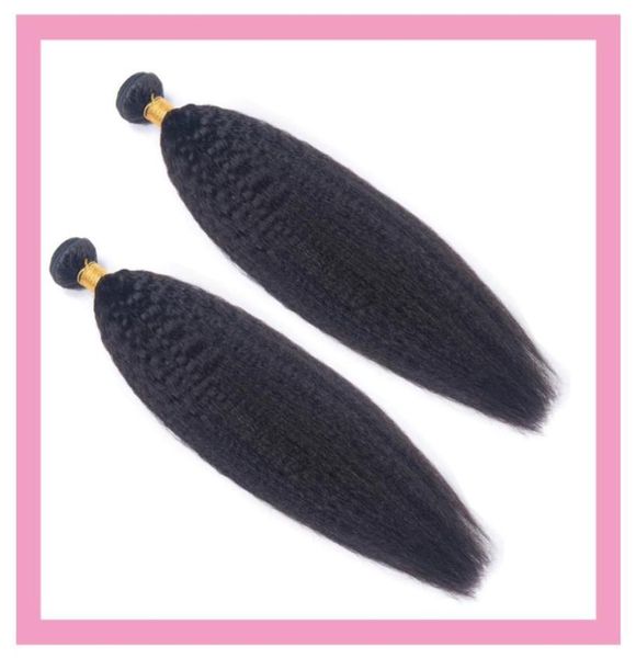 

kinky straight 2 bundles peruvian human virgin hair extensions yaki remy wefts 1030inch natural color whole1636830, Black