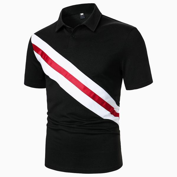 

men's polos men short sleeve polo shirt asymmetry threecolor splicing arrivals streetwear casual fashion lapel 230517, White;black