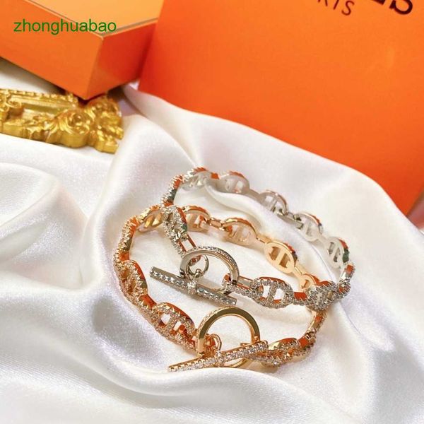 

hemres designer bracelet hongsheng v golden pig nose micro inlaid crystal diamond hollow ot bracelet, Black