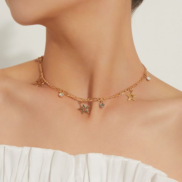 

necklaces designer luxury designer retro woven fashion pentagram trend necklace cool chain tassel long rod pendant necklace ins creative col, Silver