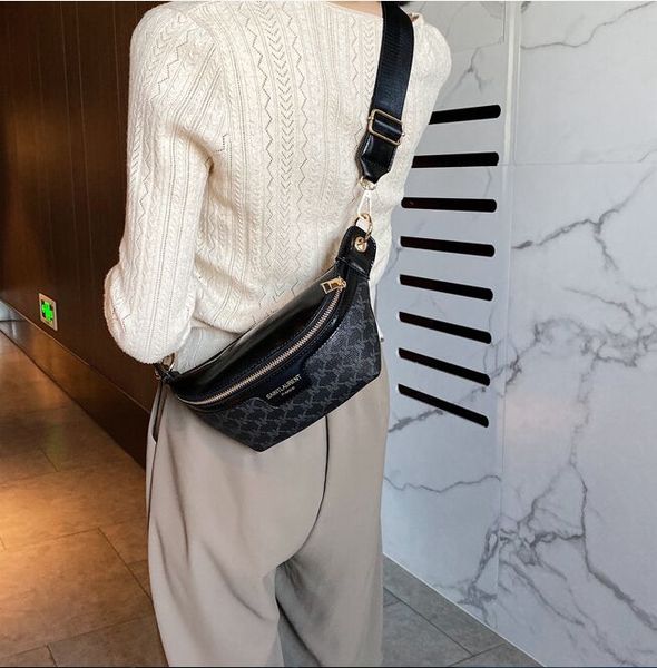 

waist bags elegant plaid pu leather for women 2023 female packs ladies stylish fanny pack wide strap crossbody chest bag size 33-11-8cm