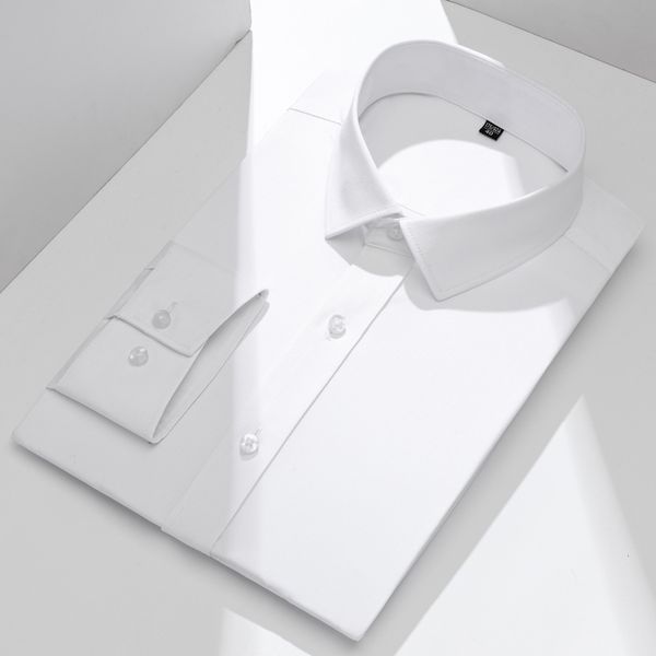 

men's dress shirts men's casual stretchy bamboo-fiber long sleeve dress shirts without pocket standard-fit formal business office, White;black