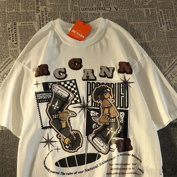 

women's cotton t-shirt men's characteristic shirt fashion european new student short sleeve designer couple clothes 100% cotton al, White;black