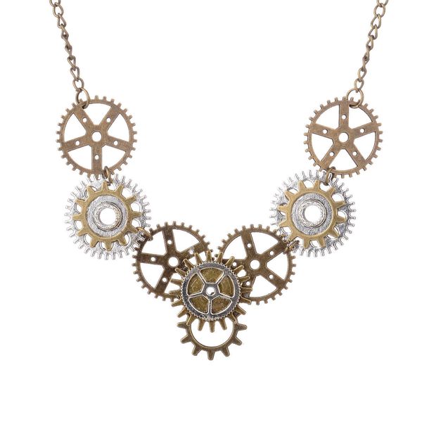 

jewelry pendant necklace steampunk series exaggerated round gear pendant necklace, Black