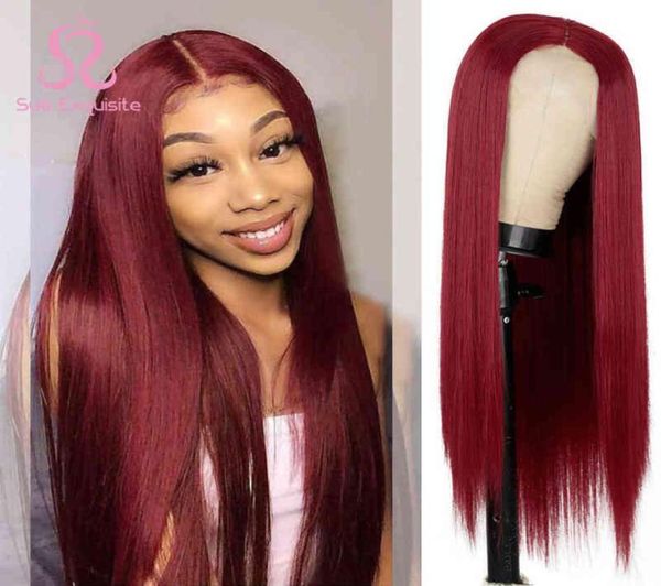

hair sue exquisite synthetic t part lace closure for women long straight wine red 26 inches black orange pink cosplay wg cruella 22264086, Black;brown