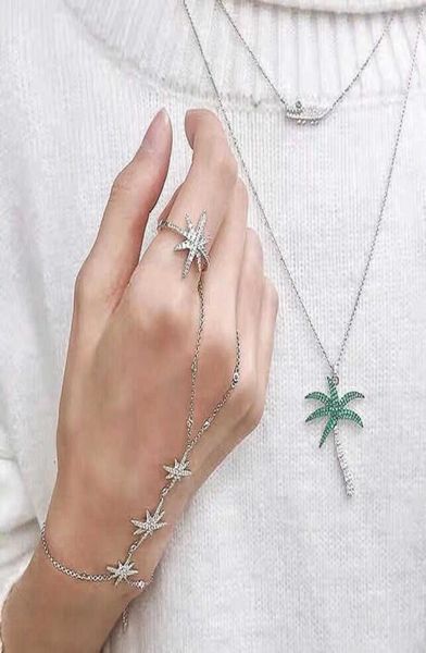 

a net red s925 sterling silver inlaid ring crystal diamond sixpointed star rice word female necklace luxurys designers jewelry1485547
